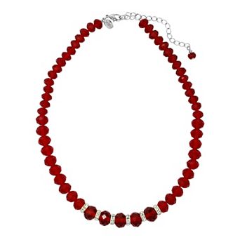 1928 Adjustable Red Faceted Bead Crystal Necklace