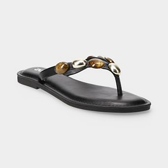 SO® Inkkle Women's Embellished Thong Sandals