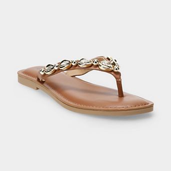 SO® Inkkle Women's Embellished Thong Sandals