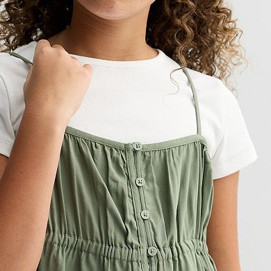 Girls 6-20 SO® Short Sleeve Henley Twofer in Regular & Plus Size