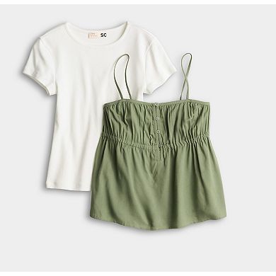 Girls 6-20 SO® Short Sleeve Henley Twofer in Regular & Plus Size