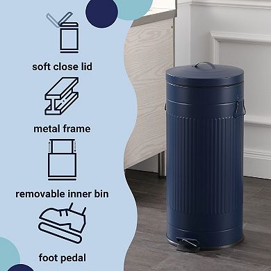 Theo Retro 8-Gallon Step Trash Can with Soft-Close Lid and Mini Trash Can