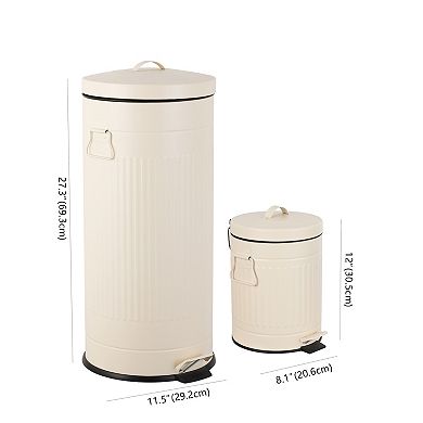 Theo Retro 8-Gallon Step Trash Can with Soft-Close Lid and Mini Trash Can