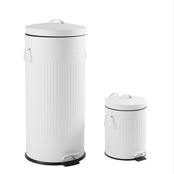 Theo Retro 8-Gallon Step Trash Can with Soft-Close Lid and Mini Trash Can