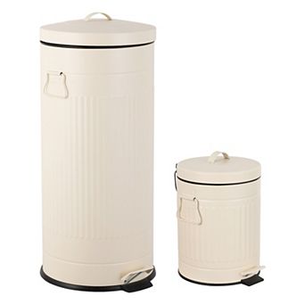 Theo Retro 8-Gallon Step Trash Can with Soft-Close Lid and Mini Trash Can