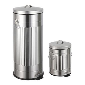 Theo Retro 8-Gallon Step Trash Can with Soft-Close Lid and Mini Trash Can