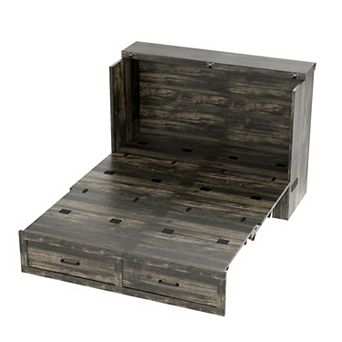 Merax Murphy Bed Cabinet with Charging Station, Multi-Functional Foldable Platform Bed