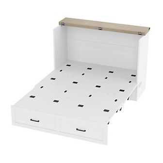 Merax Murphy Bed Cabinet with Charging Station, Multi-Functional Foldable Platform Bed