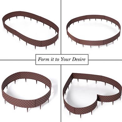 Set Of 8 Pcs Decorative Rattan-inspired Plastic Landscape Edging And Garden Fence Borders For Lawn