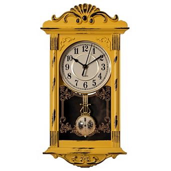 Clockswise Vintage Grandfather-Style Wall Clock with Wood-Effect Plastic Pendulum