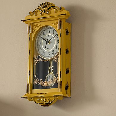 Clockswise Vintage Grandfather-Style Wall Clock with Wood-Effect Plastic Pendulum