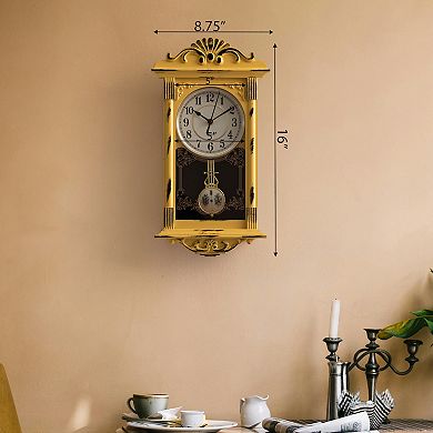 Clockswise Vintage Grandfather-Style Wall Clock with Wood-Effect Plastic Pendulum