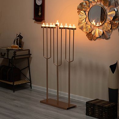 Modern Design Hanukkah Menorah Exceptional Piece, 9 Branch Tea Light Candle Holders