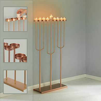 Modern Design Hanukkah Menorah Exceptional Piece, 9 Branch Tea Light Candle Holders