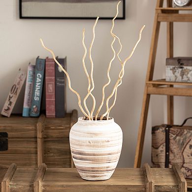 Uniquewise 8-inch Modern Farmhouse Round Wide Mouth Ceramic Vase