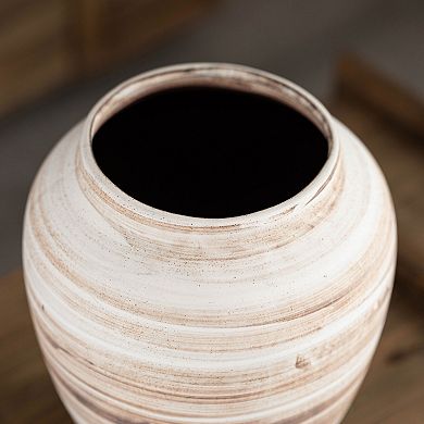 Uniquewise 8-inch Modern Farmhouse Round Wide Mouth Ceramic Vase