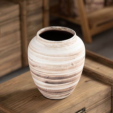 Uniquewise 8-inch Modern Farmhouse Round Wide Mouth Ceramic Vase