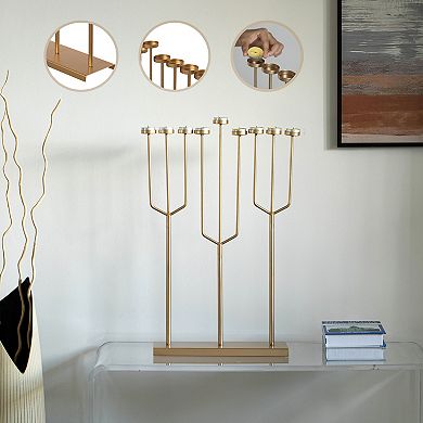 Modern Design Hanukkah Menorah Exceptional Piece, 9 Branch Tea Light Candle Holders