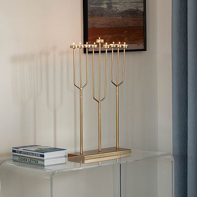 Modern Design Hanukkah Menorah Exceptional Piece, 9 Branch Tea Light Candle Holders