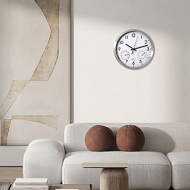 Clockswise 10-inch Non-Ticking Quartz Wall Clock with Thermometer & Hygrometer