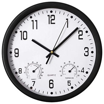 Clockswise 10-inch Non-Ticking Quartz Wall Clock with Thermometer & Hygrometer