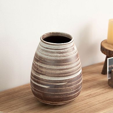 Uniquewise 10" Farmhouse Ceramic Vase Rustic Vintage Decorative Pottery