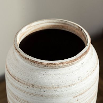 Uniquewise 11-inches Ceramic Stripe Vase Vintage Boho Decorative Piece
