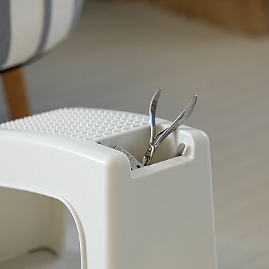 Bath Foot Stool For Shaving Legs, Non-slip Sturdy Spa Footrest Shaving Stool With Storage