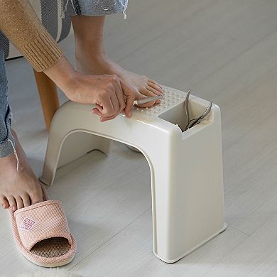 Bath Foot Stool For Shaving Legs, Non-slip Sturdy Spa Footrest Shaving Stool With Storage