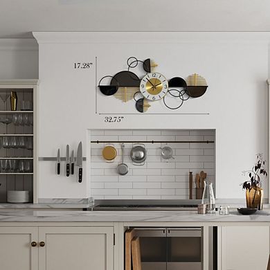 Big Half-moon Wall Clock For Traditional, Minimalist, And Modern Use Hanging Supplies Included