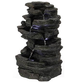 Cascading Electric Powered 5 tier Rock Water Fountain 18" For Indoor And Outdoor Use