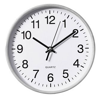 Clockswise Silver 8 in Analog Clock Silent, Non-Ticking for Wall