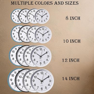 Clockswise Silver 8-In Analog Clock Silent, Non-Ticking for Wall