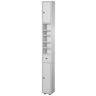 72 in Narrow, Tall And Space Saving Multi-purpose Freestanding White Linen Tower