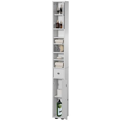 72 Inches Narrow, Tall And Space Saving Multi-purpose Freestanding White Linen Tower