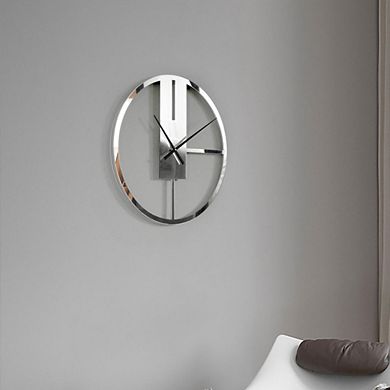Modern Round Big Wall Clock With Mirror Face For Entryway, Office, Living Room, Bedroom Or Kitchen