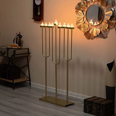 Modern Design Hanukkah Menorah Exceptional Piece, 9 Branch Tea Light Candle Holders