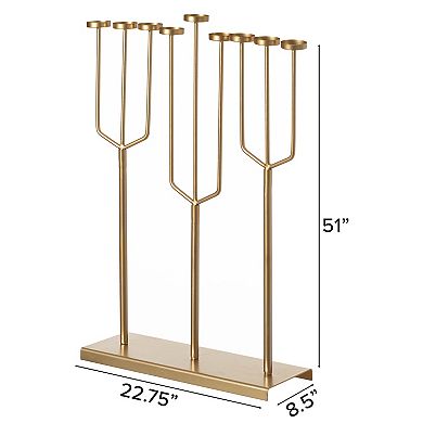 Modern Design Hanukkah Menorah Exceptional Piece, 9 Branch Tea Light Candle Holders