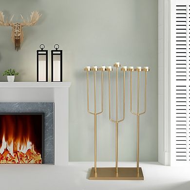 Modern Design Hanukkah Menorah Exceptional Piece, 9 Branch Tea Light Candle Holders