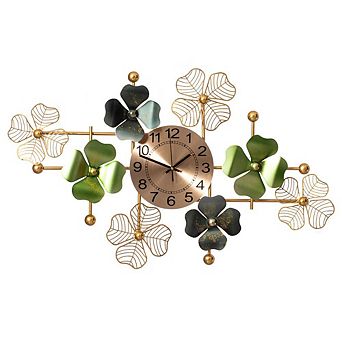 Big Leaf Art Wall Clock For Traditional, Minimalist, And Modern Use Hanging Supplies Included