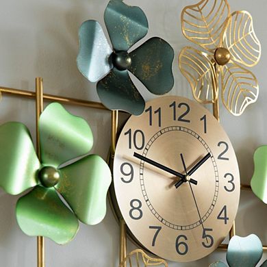 Big Leaf Art Wall Clock For Traditional, Minimalist, And Modern Use Hanging Supplies Included
