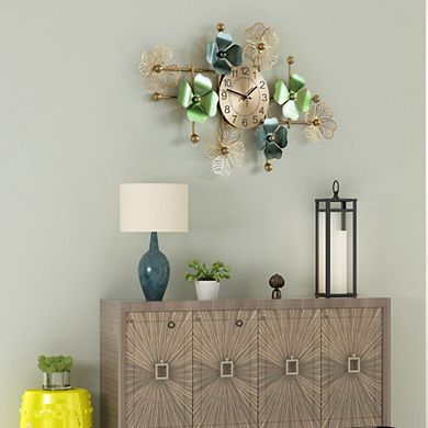 Big Leaf Art Wall Clock For Traditional, Minimalist, And Modern Use Hanging Supplies Included