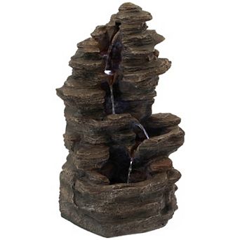 Cascading Electric Powered 4 tier Rock Water Fountain 24" For Indoor And Outdoor Use