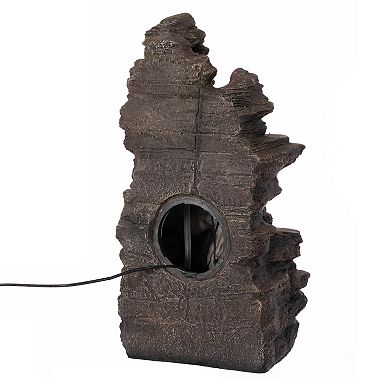 Cascading Electric Powered 4-tier Rock Water Fountain 24" For Indoor And Outdoor Use