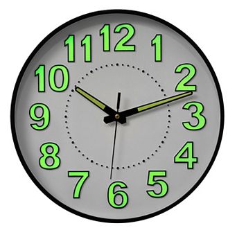 Clockswise 12 in Glow-in-the-Dark Decorative Wall Clock, Non-Ticking Battery Powered