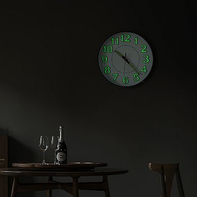 Clockswise 12-in Glow-in-the-Dark Decorative Wall Clock, Non-Ticking Battery Powered