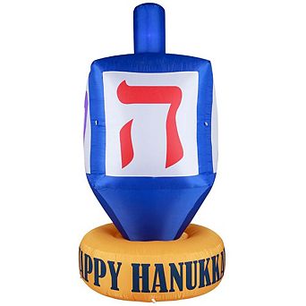 Hanukkah Inflatable Dreidel - Yard Decor With Built-in Bulbs, Tie-down Points, And Built In Fan