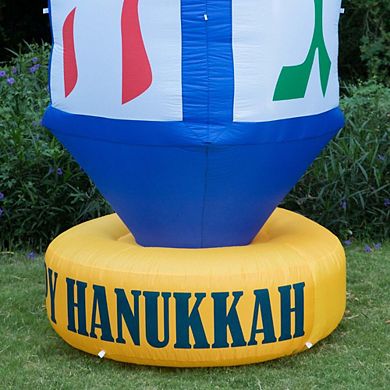 Hanukkah Inflatable Dreidel - Yard Decor With Built-in Bulbs, Tie-down Points, And Built In Fan