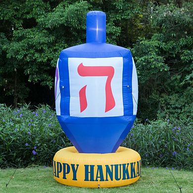 Hanukkah Inflatable Dreidel - Yard Decor With Built-in Bulbs, Tie-down Points, And Built In Fan
