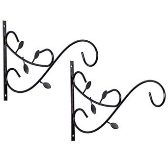 Decorative Metal Wall Mounted Hook For Hanging Plants, Bracket Hanger Flower Pot Holder, 2 Pack